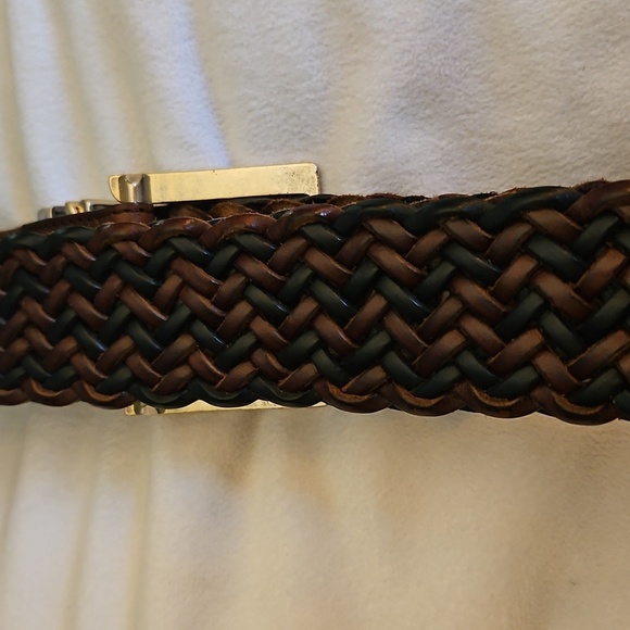 BRIGHTON Braided Brown Leather Belt with Scroll Buckle - Picture 4 of 7